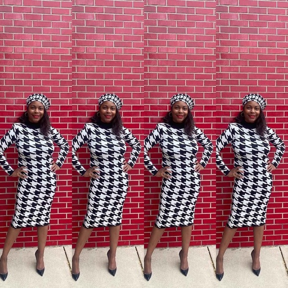 3X 🔖 SERGIO HUDSON x Target Houndstooth Sweater Midi Dress Black White - Picture 4 of 17